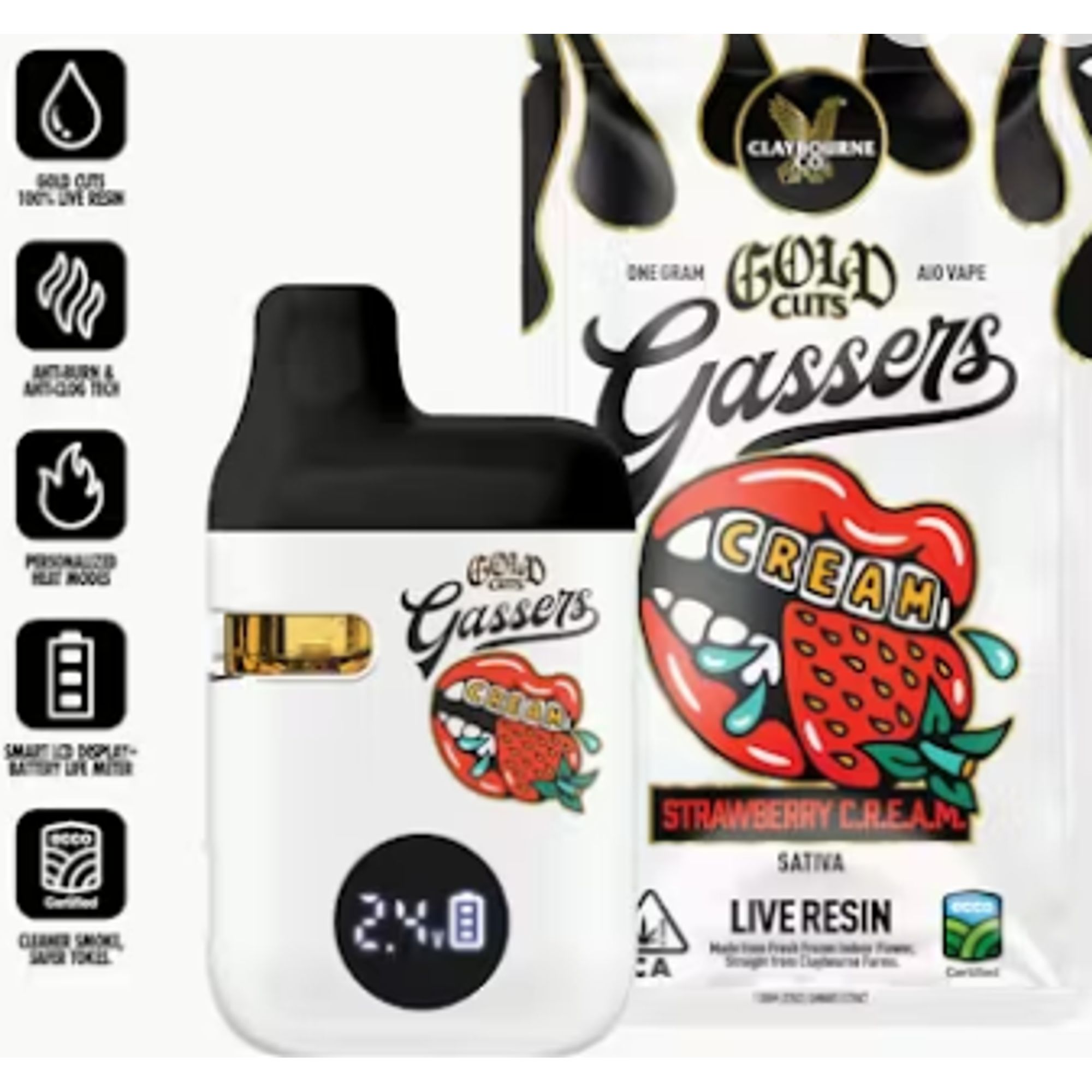GASSERS LIVE RESIN STRAWBERRY C.R.E.A.M. DISPO 1G d6