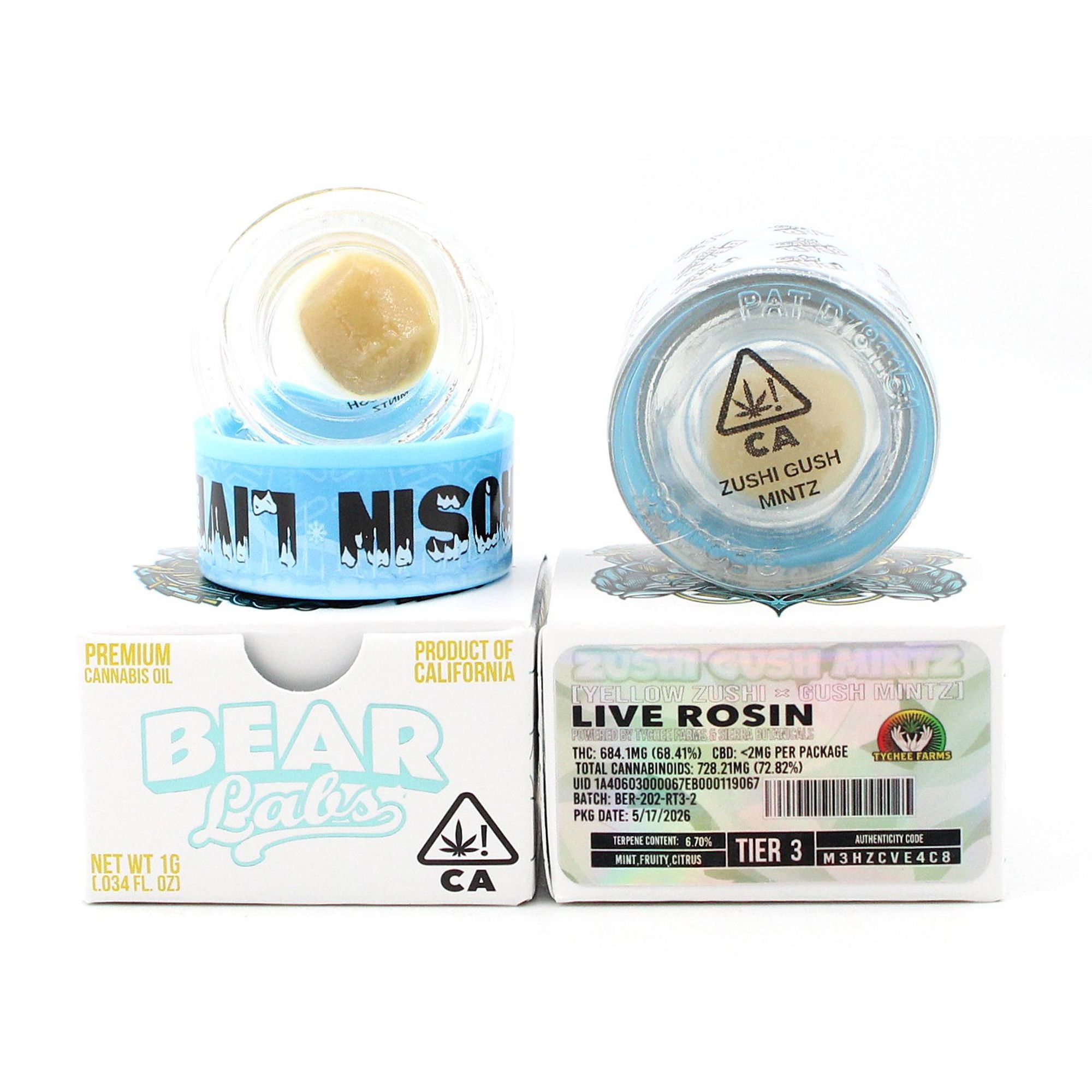 BEAR LABS - ROSIN BADDER - ZUSHI GUSH MINTZ TIER 3 - 1G