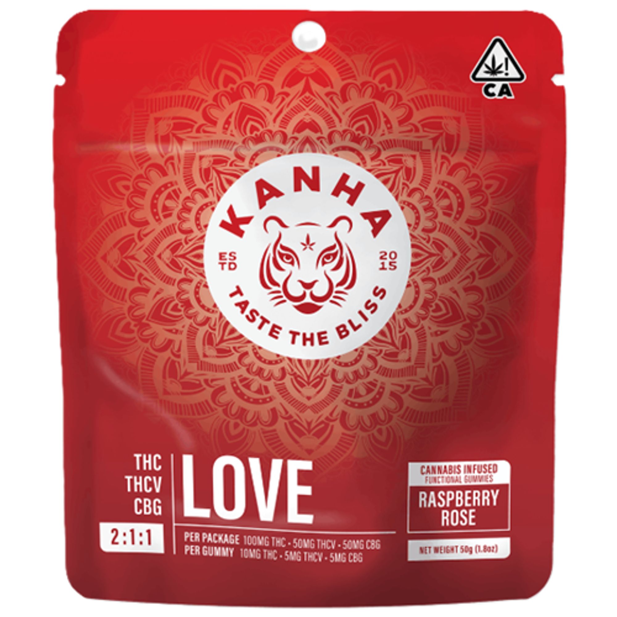 KANHA - CBG GUMMY - 2:1:1 THCV NANO LOVE RASPBERRY ROSE - 200MG