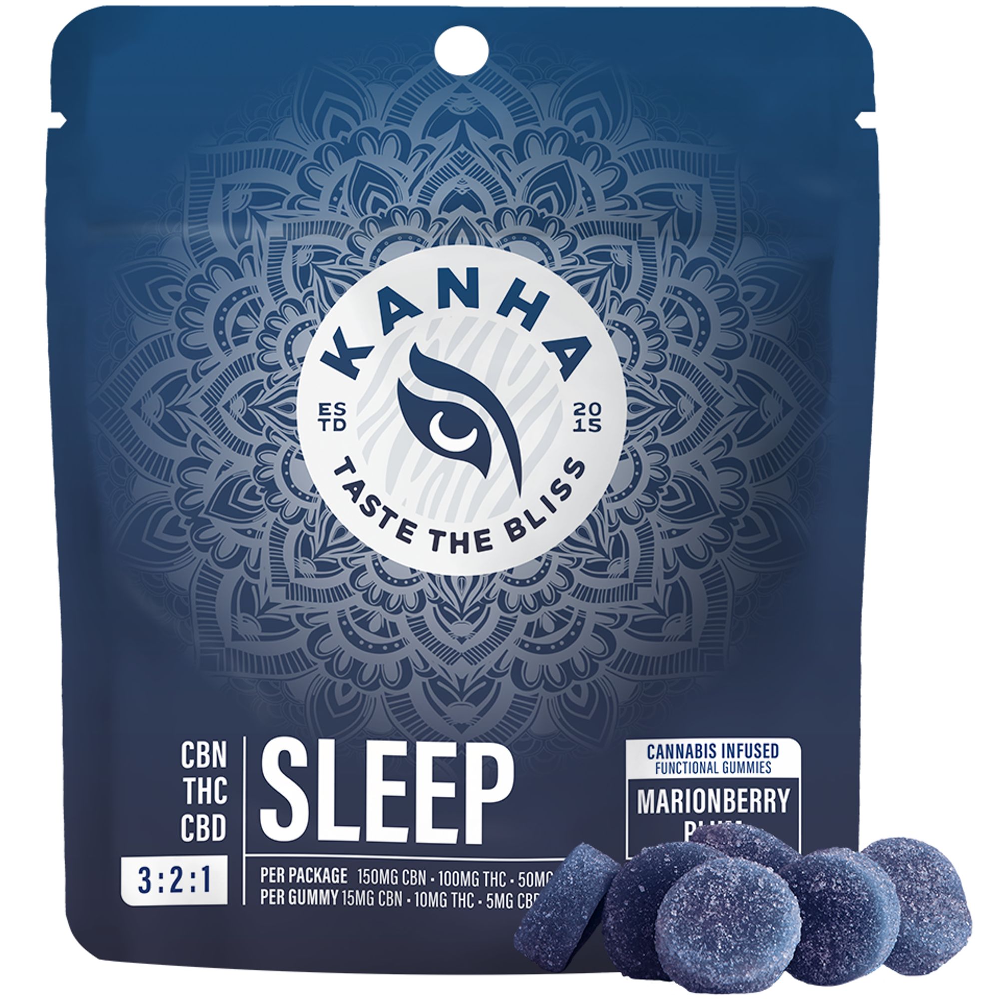 KANHA - CBN GUMMY - 3:2:1 CBD NANO SLEEP MARIONBERRY PLUM - 300MG