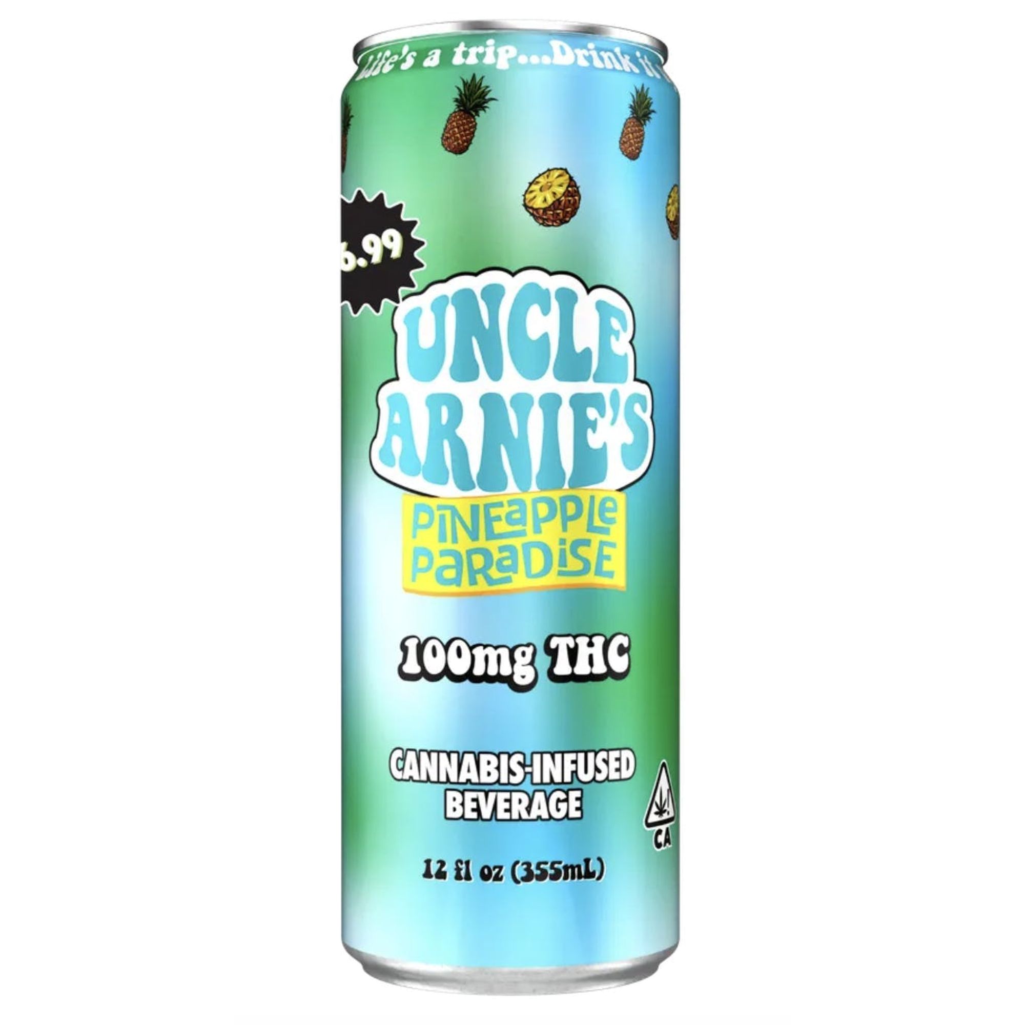 UNCLE ARNIES - THC BEVERAGE - 12OZ CAN PINEAPPLE PARADISE - 100MG