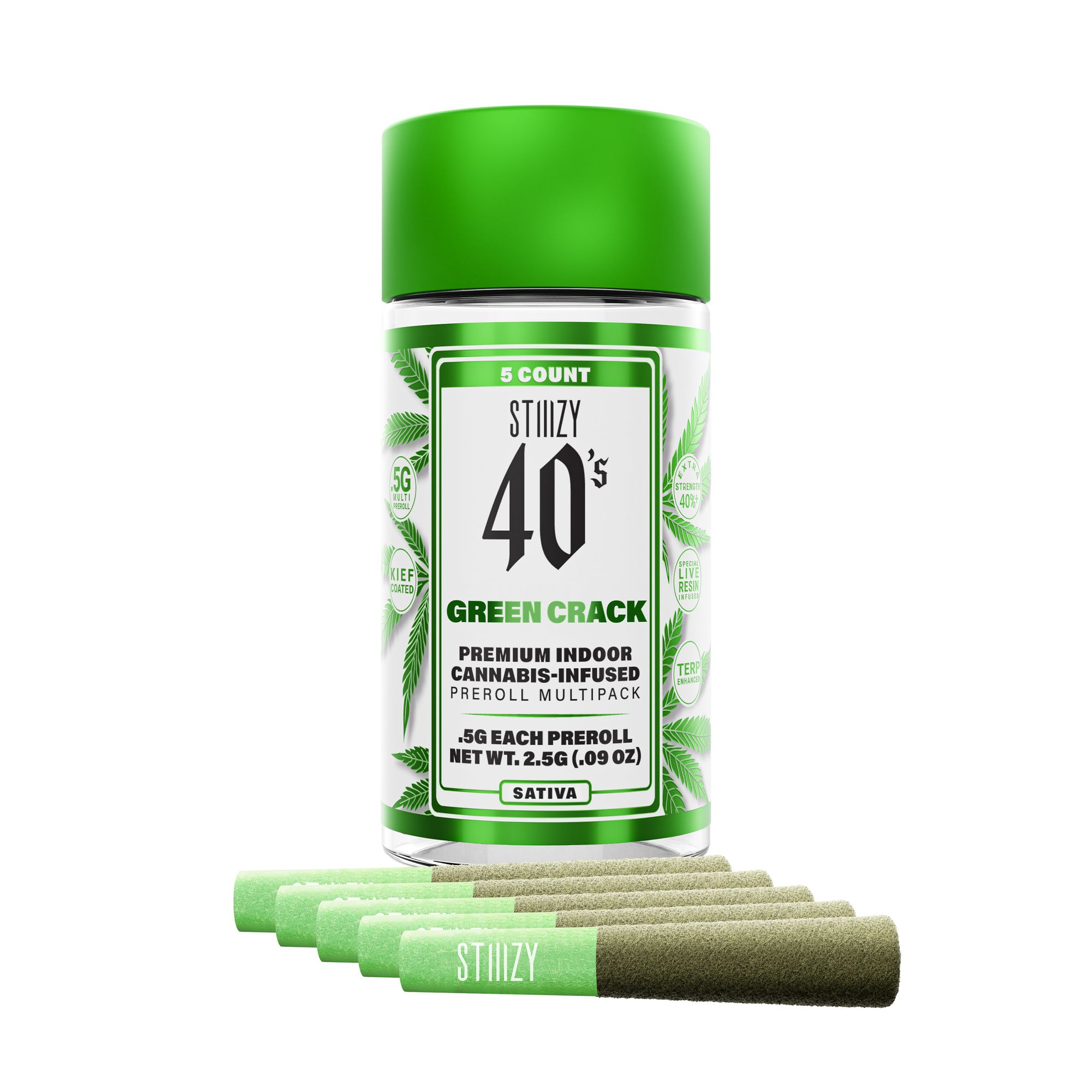 STIIIZY - 40's Infused Preroll Multipack - Green Crack - 2.5g