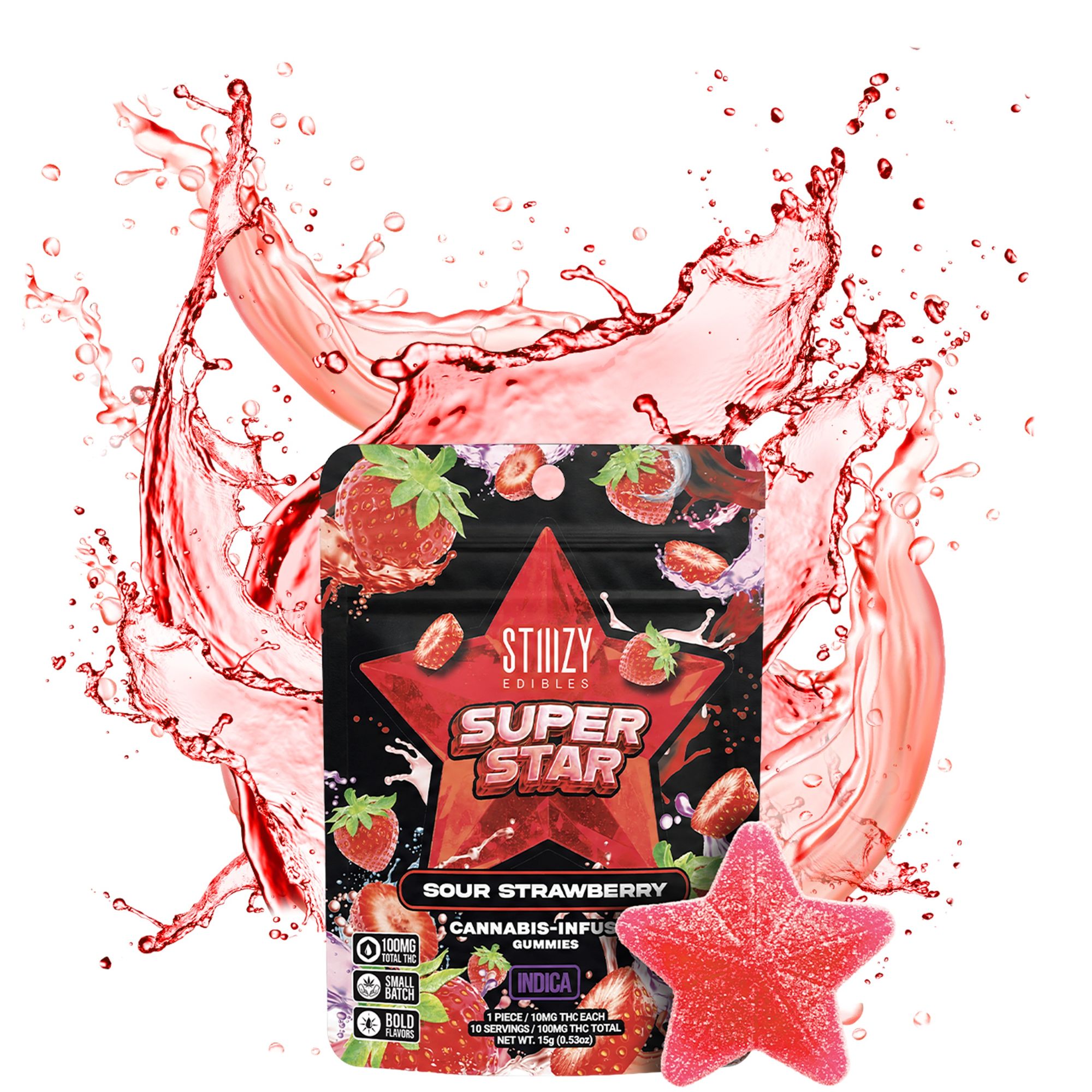 STIIIZY - Star Mylar Gummy - Sour Strawberry - 100mg