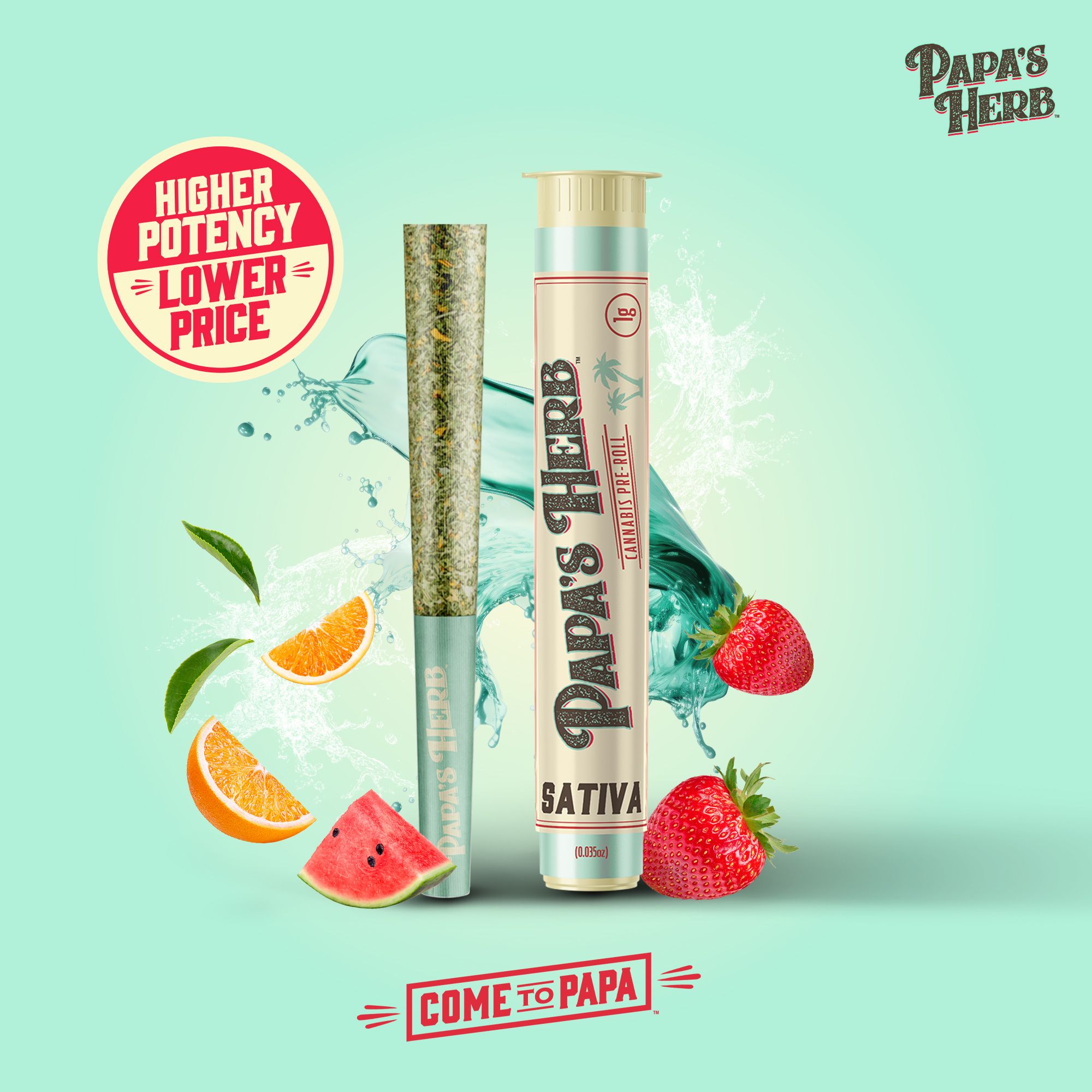 PAPAS HERB - SUNGROWN PREROLL - BLUE DREAM - 1G