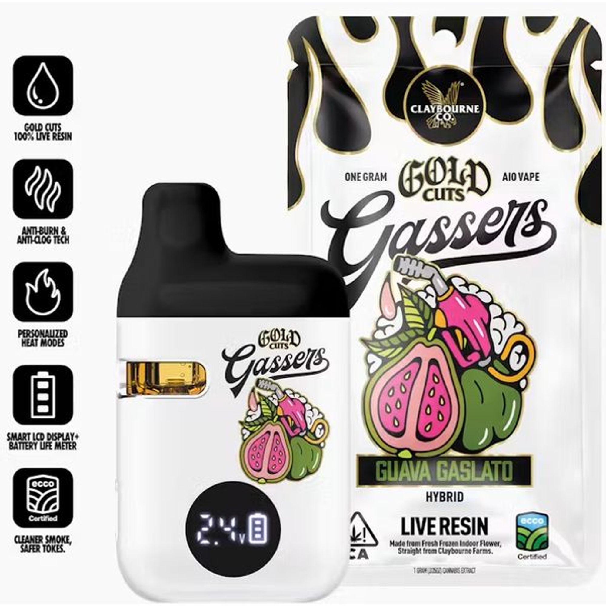 GASSERS LIVE RESIN GUAVA GASLATO DISPOSABLE 1G