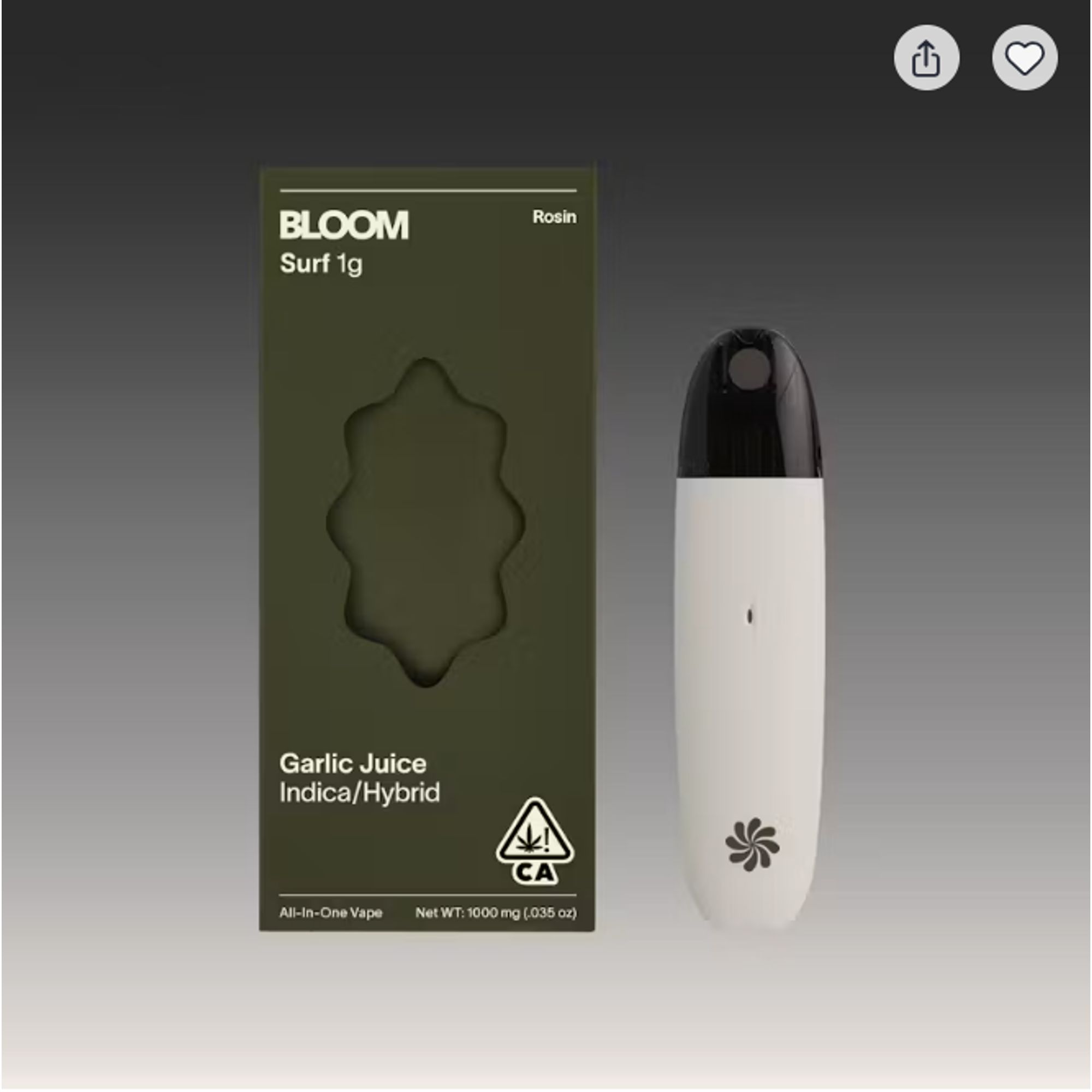 LIVE ROSIN GARLIC JUICE SURF DISPOSABLE 1G C3