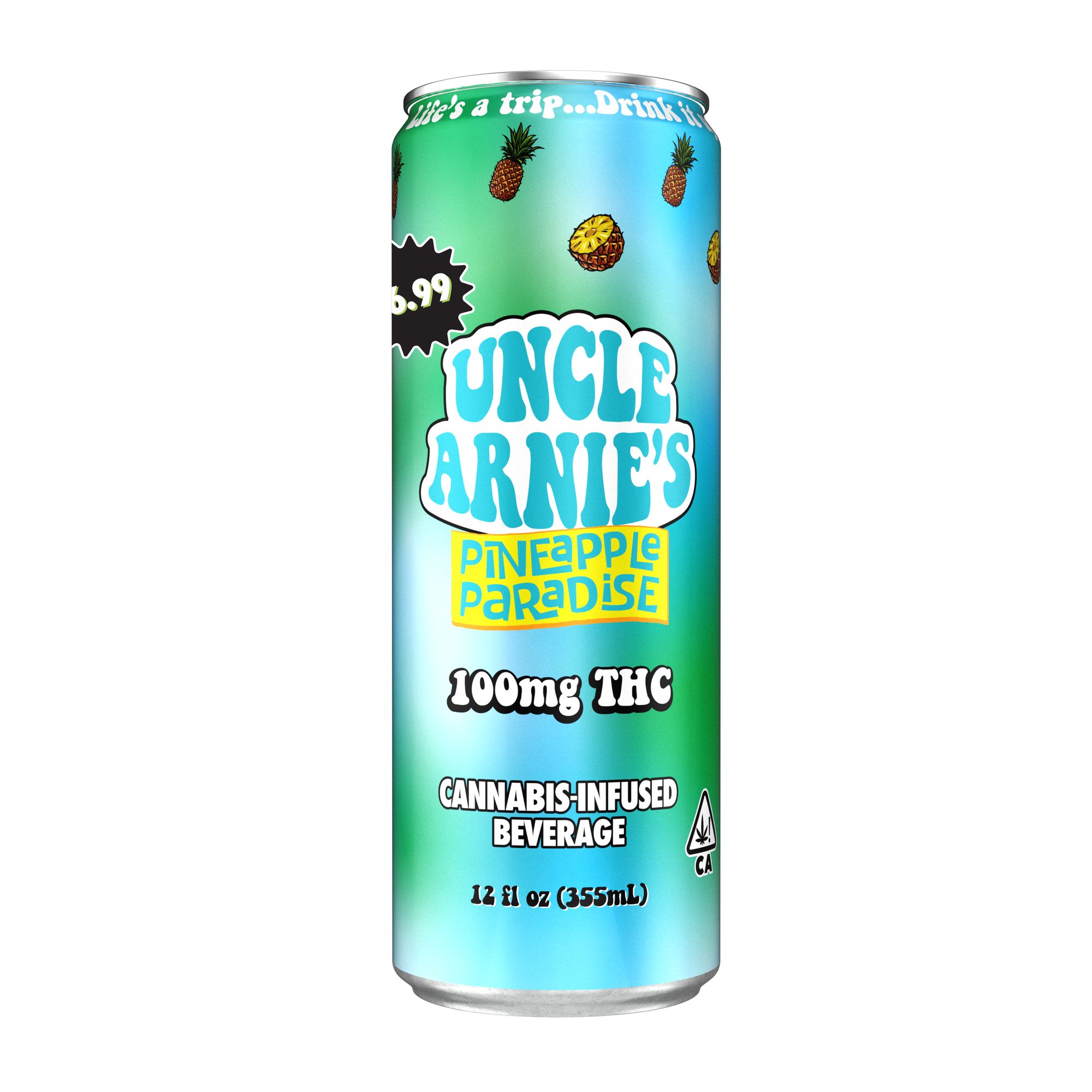 UNCLE ARNIES - THC BEVERAGE - 12OZ CAN PINEAPPLE PARADISE - 100MG