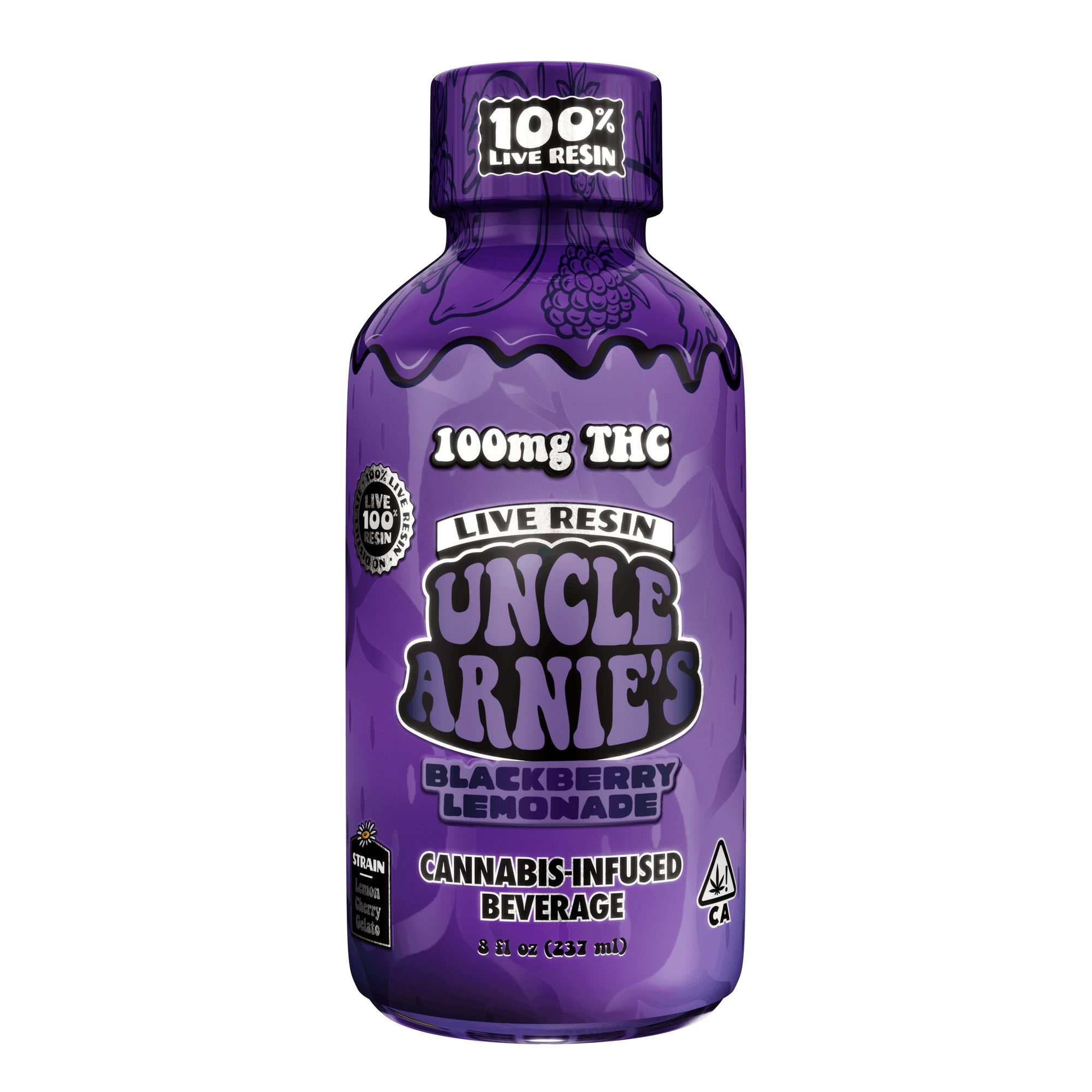 UNCLE ARNIES - LIVE RESIN BEVERAGE - BLACKBERRY LEMONADE - 100MG